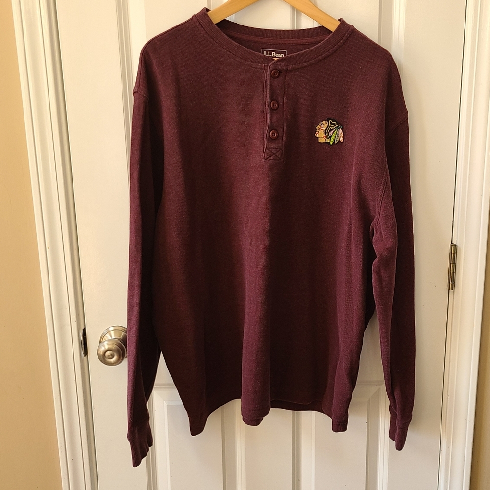 L.L. Bean XL Men's Chicago Blackhawks Maroon Henley